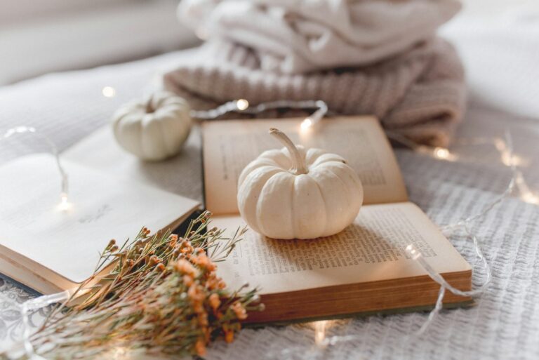 White pumpkin autumn decor